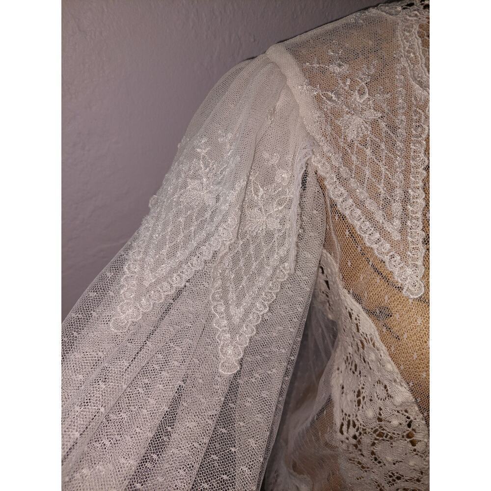 Easy Street Lace Blouse VTG 1970's Lace Cottage Core White Blouse - Picture 5 of 6